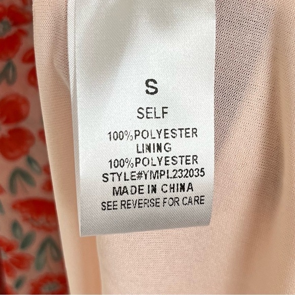 Pink Lily Peach Floral Babydoll Maxi Dress with Smocked Back Size Small - Picture 9 of 12